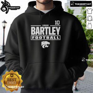 Alt Text: Official Logan Bartley youth grey K-State Wildcats NIL stacked box player special hoodie, perfect for young fans.