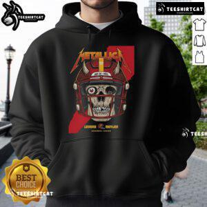 Alt Text: Official Metallica M72 Landover pop-up shop poster featuring hoodie design for Landover, Maryland at Northwest Stadium.