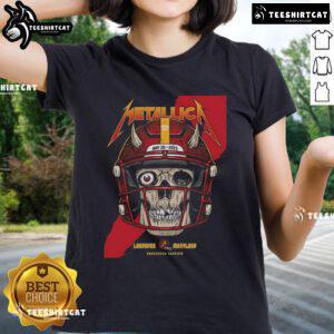 Alt Text: Official Metallica M72 Landover pop-up shop poster featuring ladies tee at Northwest Stadium, Landover, Maryland.
