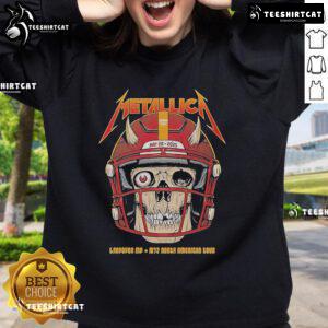 Official Metallica May 28, 2025 Landover M72 North American Tour sweatshirt featuring iconic band logo and tour details.