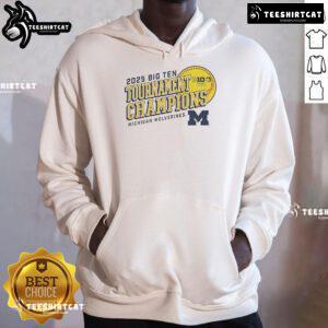Official Michigan Wolverines 2025 Big Ten Softball Tournament Champions hoodie featuring team logo and vibrant colors.