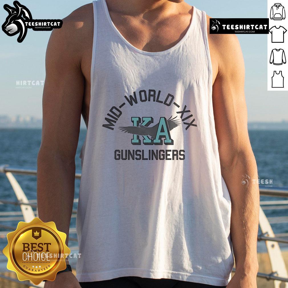 Alt Text: Official Mid World XIX Gunslingers KA Tank Top featuring a stylish design perfect for fans and casual wear.