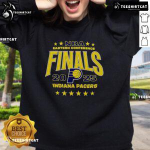 Official NBA Eastern Conference Finals 2025 Indiana Pacers sweatshirt featuring team colors and logo, perfect for fans.