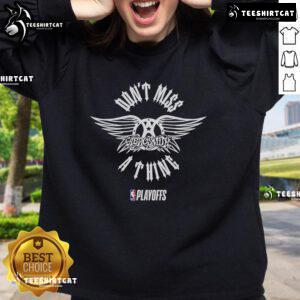 Official NBA Playoffs X Aerosmith sweatshirt featuring a stylish design for fans, perfect for game day and concert events.