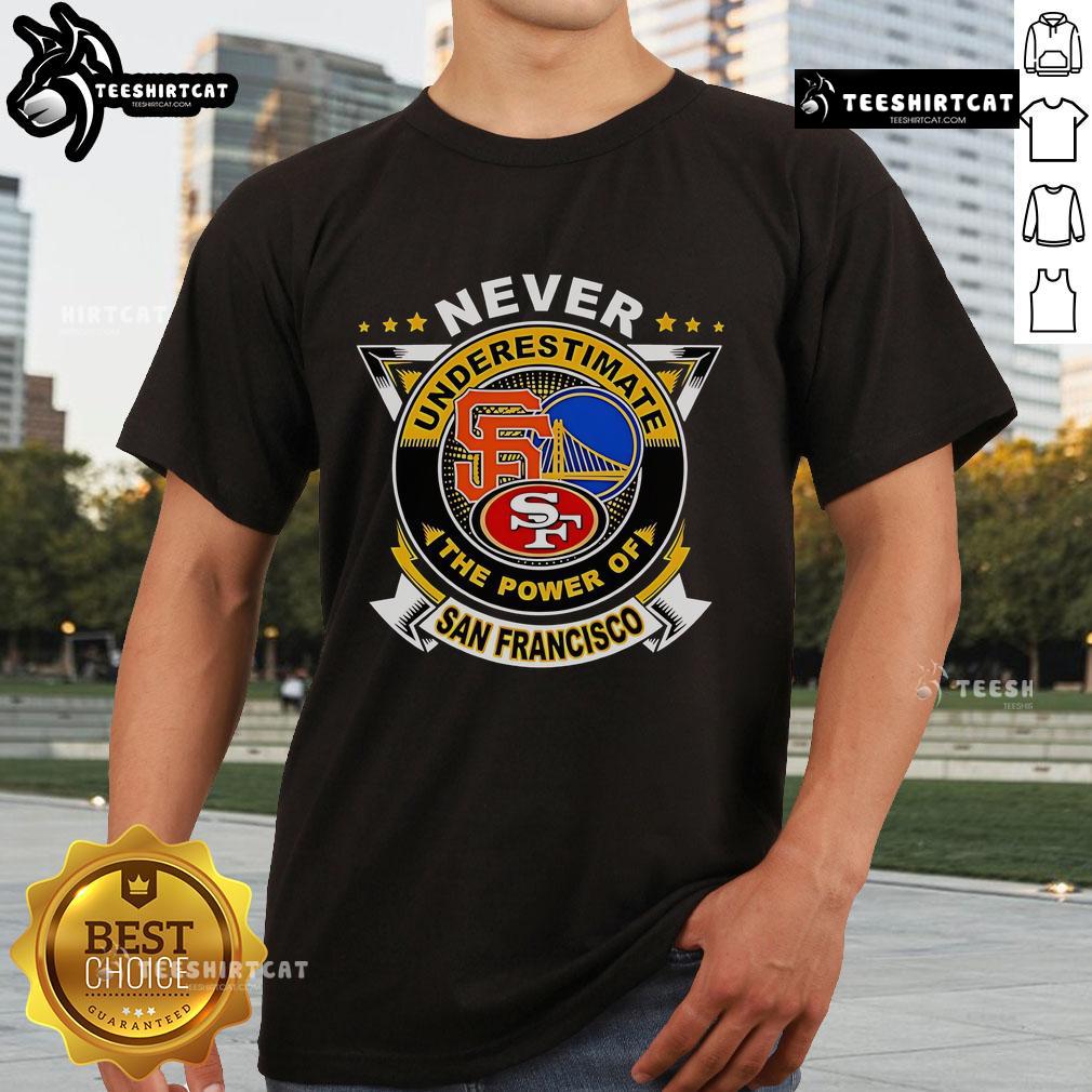 Alt Text: Official Never Underestimate The Power Of San Francisco Sports T-Shirt featuring bold graphics and vibrant colors.