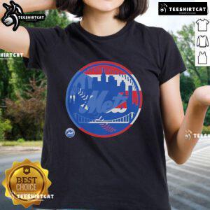 Official New York Mets Puerto Rican flag logo ladies tee showcasing vibrant colors and a stylish fit for fans.