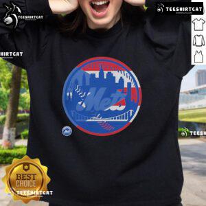 Alt Text: Official New York Mets Puerto Rican Flag Logo Sweatshirt featuring vibrant colors and team branding for fans.