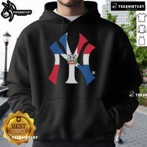 Alt Text: Official New York Yankees Dominican Republic flag logo hoodie showcasing team spirit and cultural pride.
