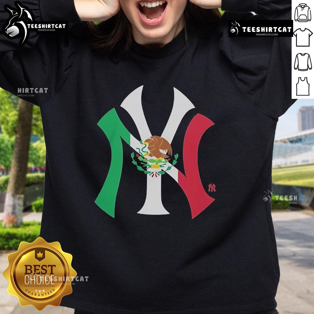 Official New York Yankees Mexican Flag Logo Sweatshirt featuring vibrant design and team spirit for fans.