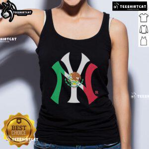Alt Text: Official New York Yankees Mexican Flag Logo Tank Top featuring a vibrant design, perfect for baseball fans and summer wear.