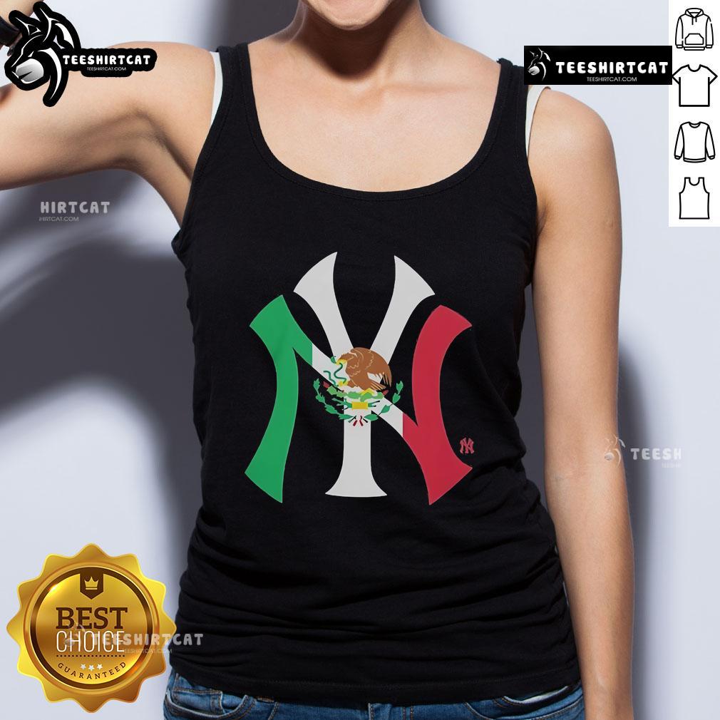 Alt Text: Official New York Yankees Mexican Flag Logo Tank Top featuring a vibrant design, perfect for baseball fans and summer wear.