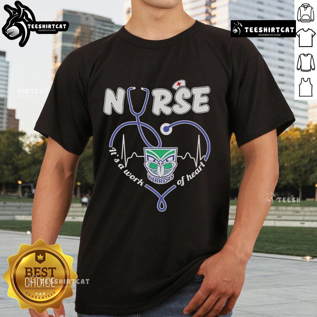 Official New Zealand Warriors Nurse It's A Work of Heart T-Shirt featuring vibrant team colors and heartwarming design.