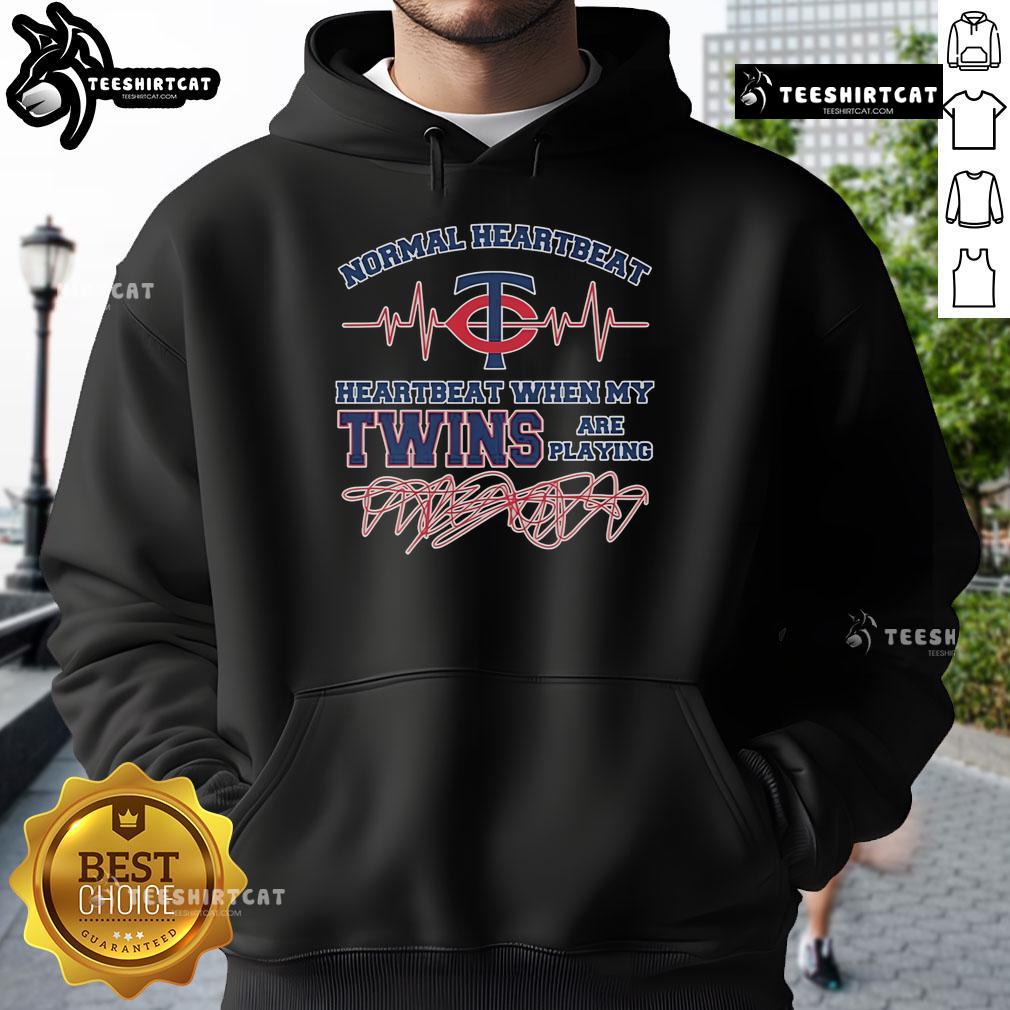 Cozy hoodie featuring 'Official Normal Heartbeat' design for Minnesota Twins fans, perfect for game days and cheering.