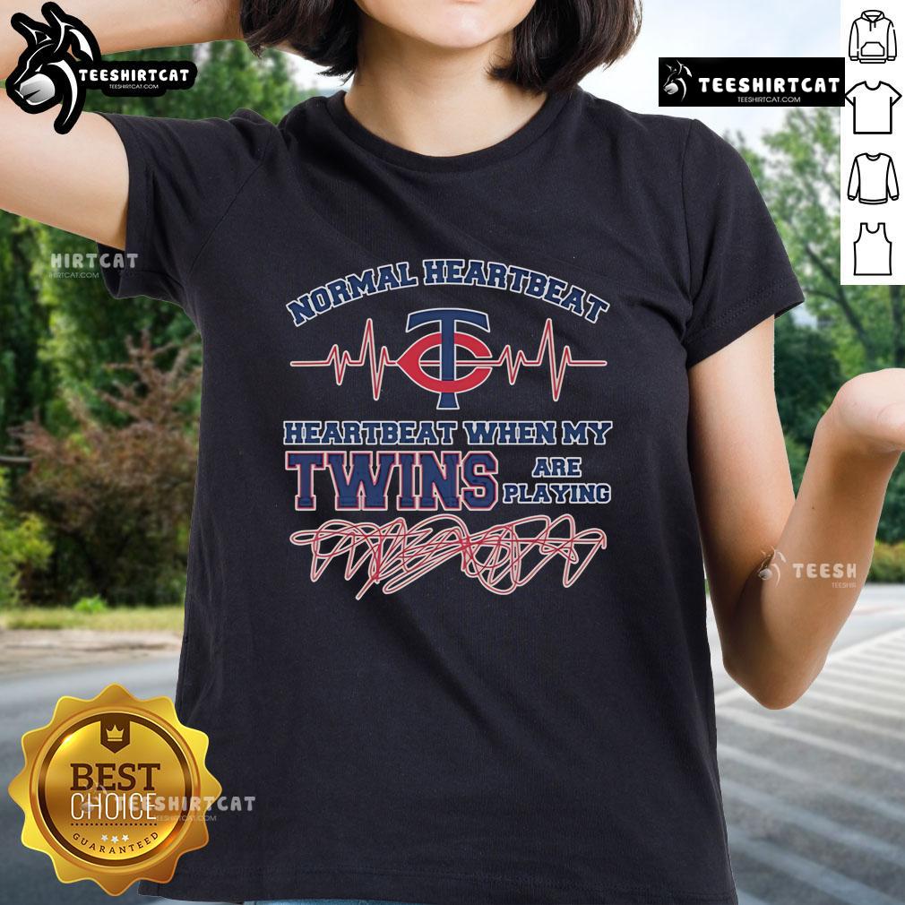 Alt Text: Minnesota Twins ladies tee featuring an official heartbeat design for fans watching games.