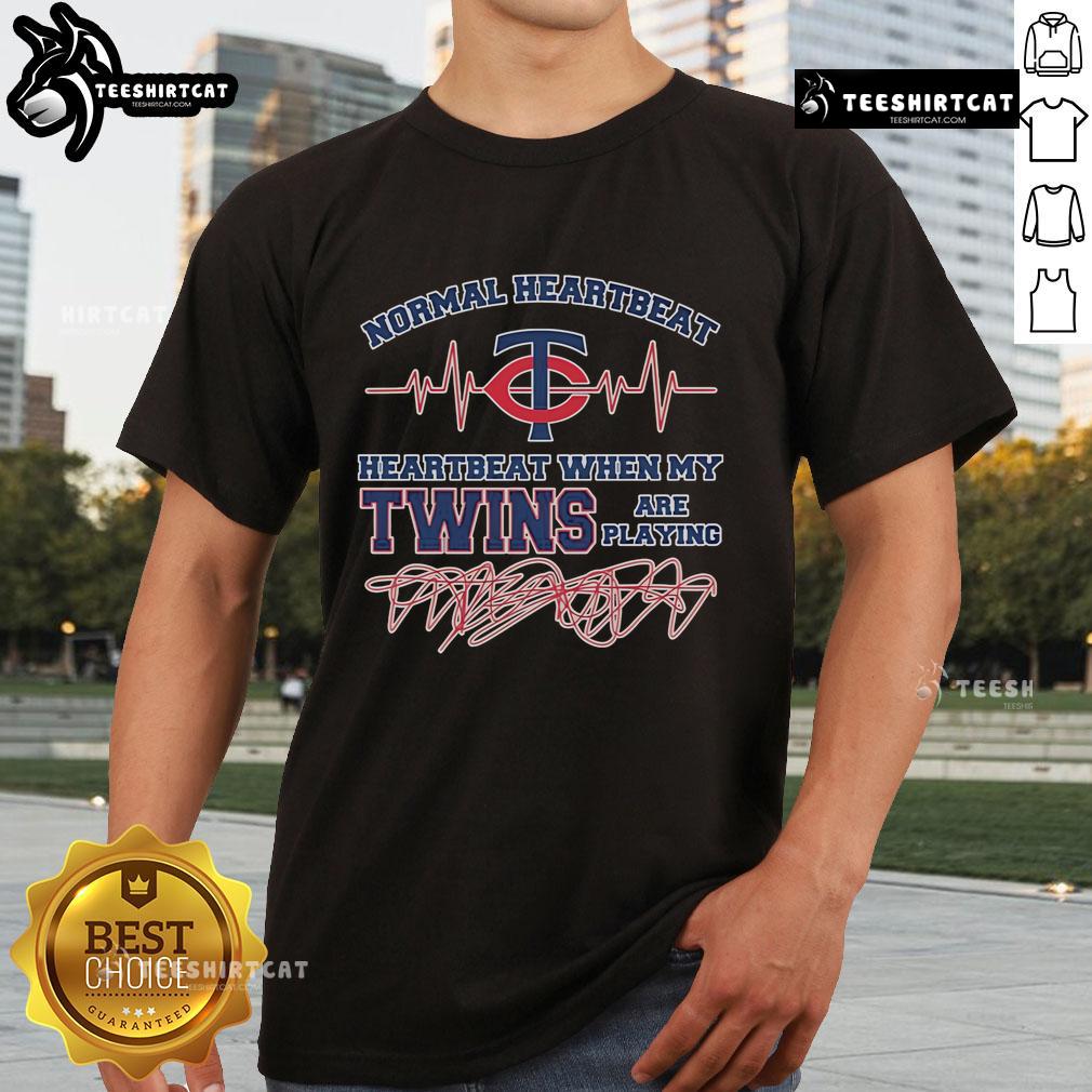 Official Normal Heartbeat T-Shirt featuring 'Heartbeat When My Minnesota Twins Are Playing' design for baseball fans.