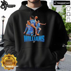 Official OKC Thunder Jalen Williams NBA hoodie featuring team colors and logo, perfect for basketball fans.