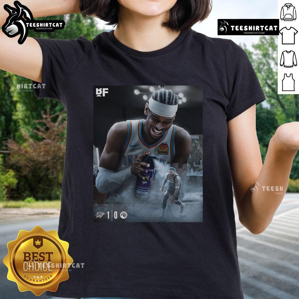 Official Oklahoma City Thunder destroy Minnesota Timberwolves ladies tee featuring team colors and logo.