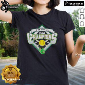 Official Oregon Ducks 2025 Big Ten Softball Regular Season Champions ladies tee showcasing team pride and style.
