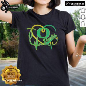 Official Oregon Ducks Caring Heartbeat Nurse Ladies Tee featuring a stylish design for proud Oregon Ducks fans.