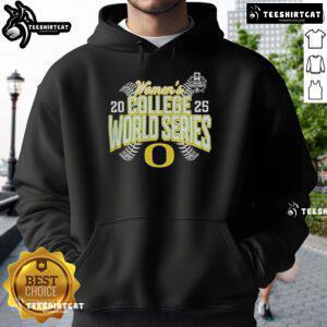 Official Oregon Ducks NCAA Softball Women's College World Series 2025 hoodie featuring team logo and vibrant colors.