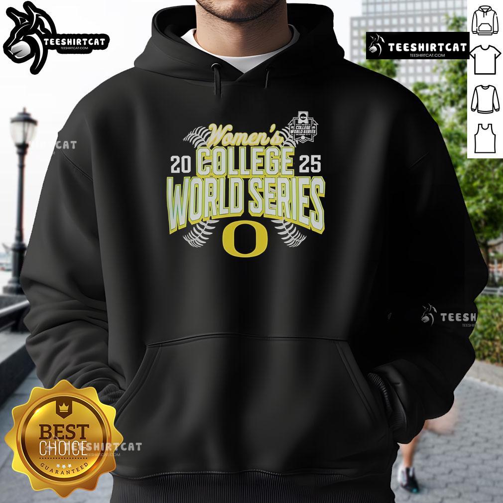 Official Oregon Ducks NCAA Softball Women's College World Series 2025 hoodie featuring team logo and vibrant colors.