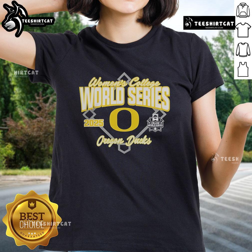 Official Oregon Ducks Softball 2025 NCAA Women's College World Series Bound Ladies Tee showcasing team pride and style.