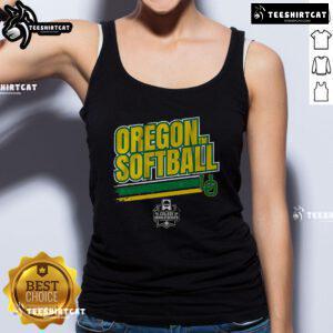 Official Oregon Softball Women's College World Series Stripe Tank Top featuring team colors and logo for fans and athletes.