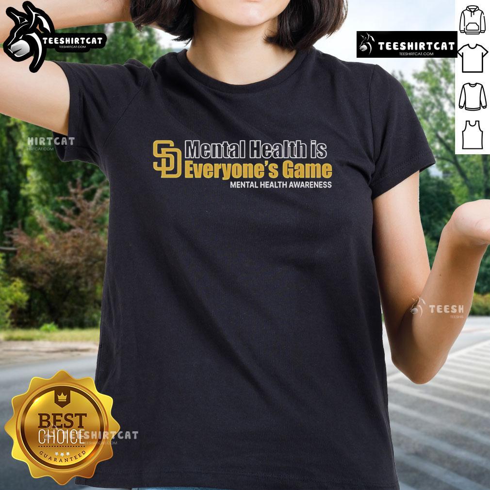 Official Padres Mental Health is Everyone's Game 2025 Ladies Tee showcasing a stylish design for baseball fans.