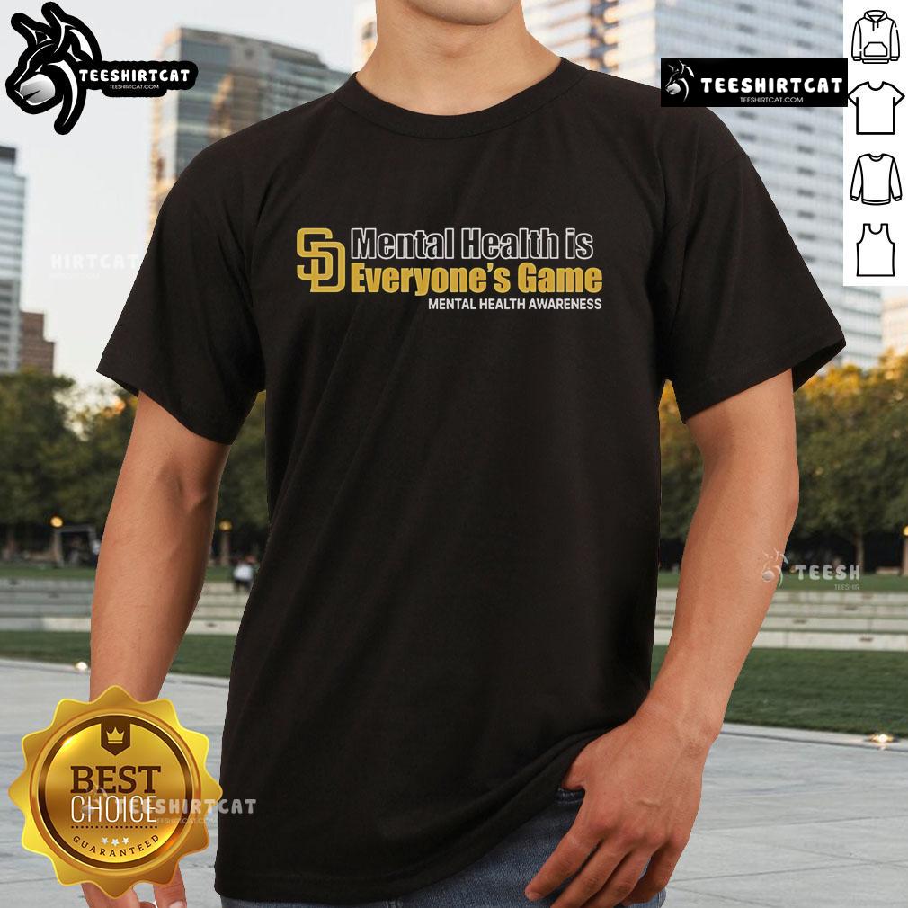 Official Padres Mental Health Is Everyones Game 2025 T-Shirt featuring vibrant graphics and supportive messaging.