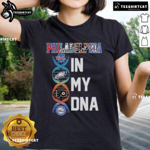 Official Philadelphia Team In My DNA Ladies Tee featuring bold graphics and a stylish fit for passionate fans.