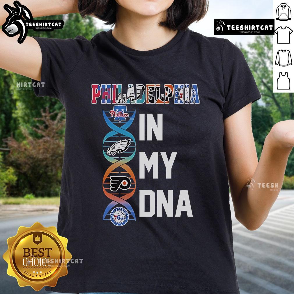 Official Philadelphia Team In My DNA Ladies Tee featuring bold graphics and a stylish fit for passionate fans.