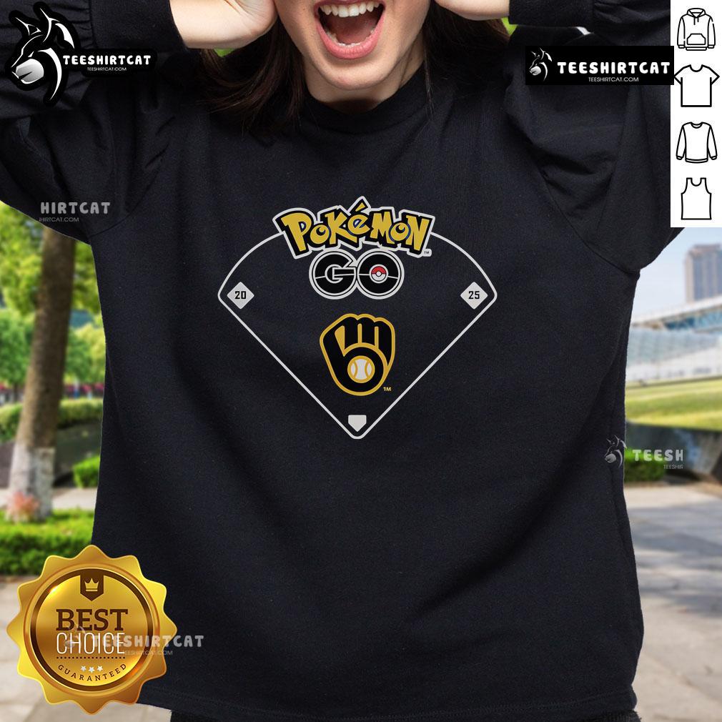 Official Pokmon Go MLB Milwaukee Brewers sweatshirt featuring team colors and logo, perfect for fans and gamers.