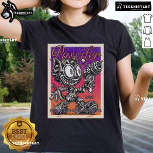 Official Puscifer ladies tee from the May 20, 2025 concert at Petersen Events Center, featuring unique design and details.