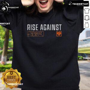 Official Rise Against Ricochet Laser Sweatshirt featuring bold graphics and a comfortable fit, perfect for fans.