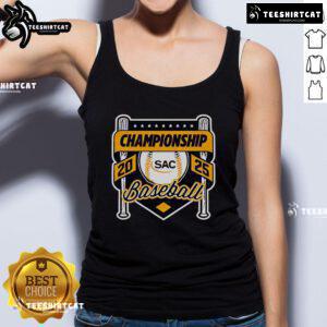 2025 Official SAC Baseball Championship tank top featuring vibrant design and team logo, perfect for fans and players.