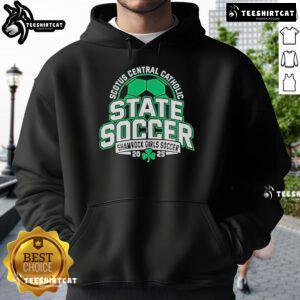 Official SCOTUS Central Catholic State Soccer Shamrock Girls Soccer 2025 Hoodie in green with logo design.