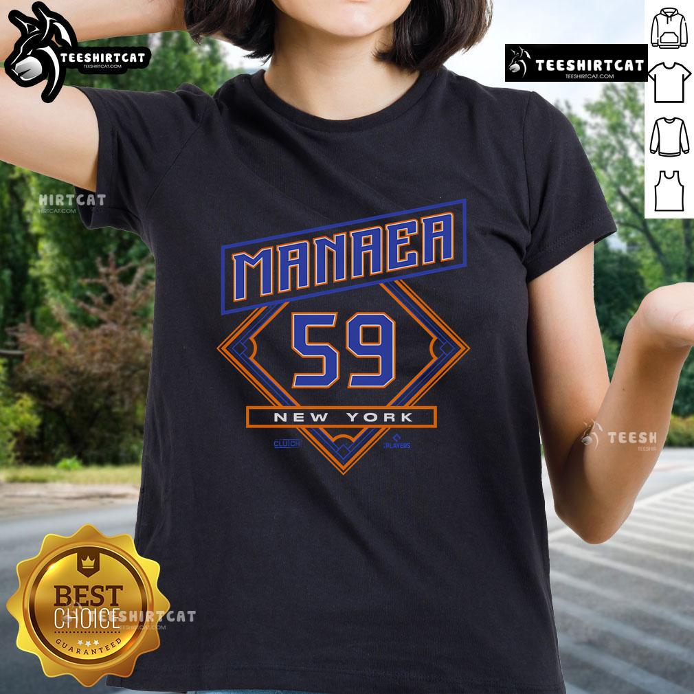 Official Sean Manaea 59 MLBPA New York Ladies Tee featuring vibrant design and comfortable fit for fans.