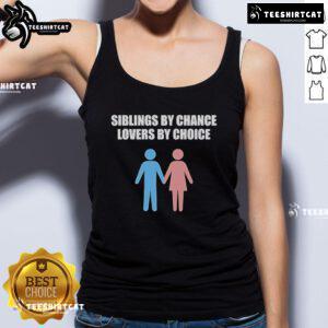 Official Siblings By Chance Lovers By Choice Tank Top featuring playful design and vibrant colors for casual wear.