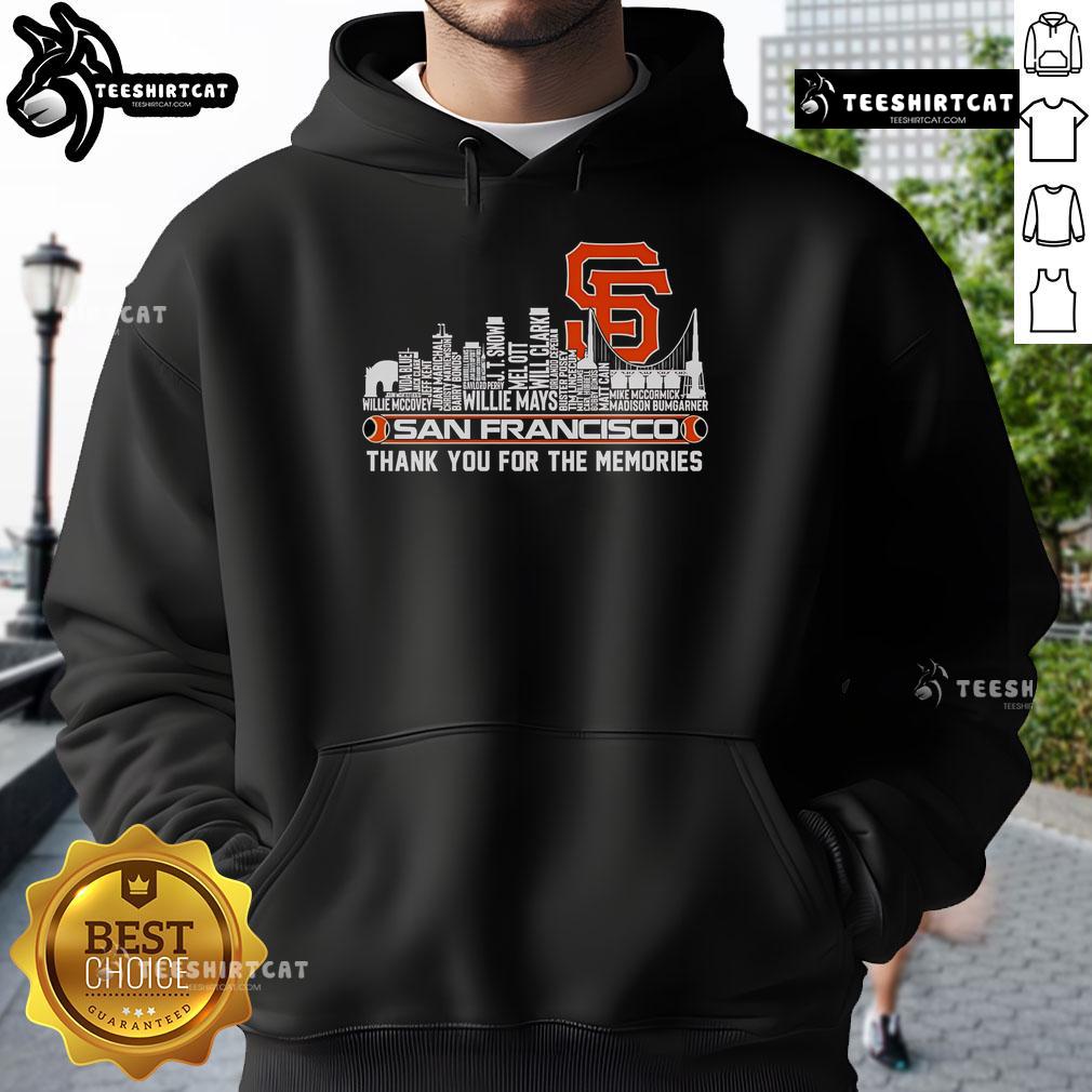 Official San Francisco Giants 'Thank You For The Memories' hoodie with skyline design, perfect for fans.