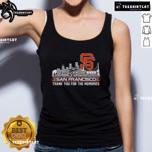 Official San Francisco Giants tank top featuring 'Thank You For The Memories' skyline design for fans.