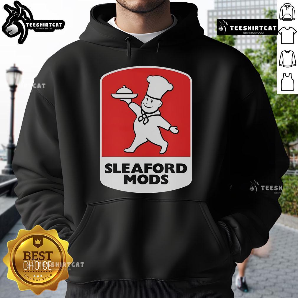 Official Sleaford Mods Little Chef Hoodie featuring bold graphics and a stylish design, perfect for fans of the band.