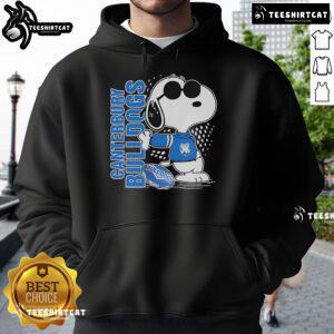 Official Snoopy Fan Canterbury Bankstown Bulldogs X The Peanuts Hoodie featuring iconic Snoopy design and team colors.