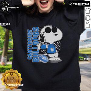 Official Snoopy Fan Canterbury Bankstown Bulldogs X The Peanuts Sweatshirt featuring vibrant graphics and cozy design.