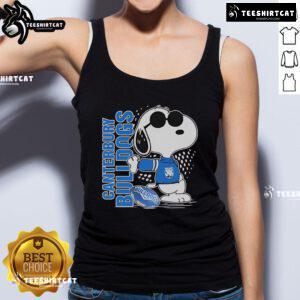 Official Snoopy Fan Canterbury Bankstown Bulldogs X The Peanuts tank top featuring a vibrant design and team logo.