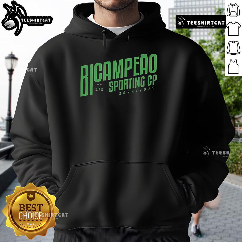Official Sporting CP Bicampeo 24/25 Hoodie featuring team logo and colors for fans of Sporting Clube de Portugal.