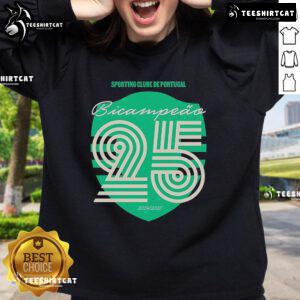 Official Sporting Clube De Portugal Bicampeao 2024-2025 sweatshirt featuring team colors and logo.