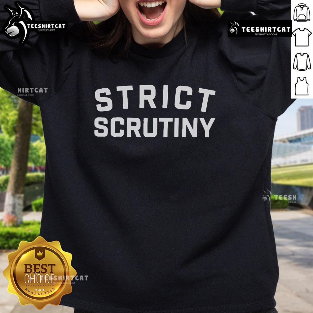 Official Strict Scrutiny Logo Sweatshirt featuring bold logo design, perfect for fans of legal discussions and apparel.