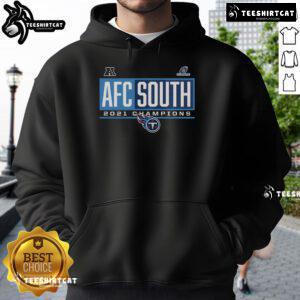 Alt Text: Official Tennessee Titans 2021 AFC South Division Champions Blocked Favorite Hoodie in navy blue with logo.