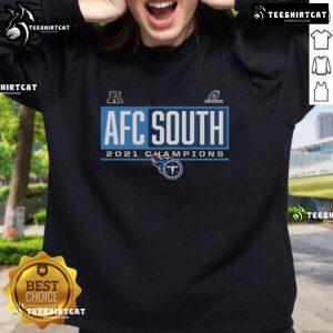 Official Tennessee Titans 2021 AFC South Division Champions Blocked Favorite Sweatshirt in navy blue.