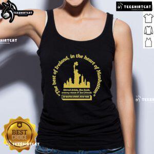 Alt Text: Official The Dead Rabbit Irish Imports Manhattan tank top featuring a stylish design and vibrant colors for casual wear.